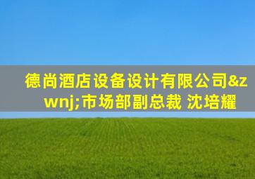 德尚酒店设备设计有限公司‌市场部副总裁 沈培耀